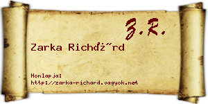 Zarka Richárd névjegykártya